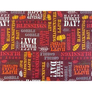 Lot of‎ 2 Thanksgiving Fall Fat Quarter 18" x 21" 100% Cotton - Gobble Gobble